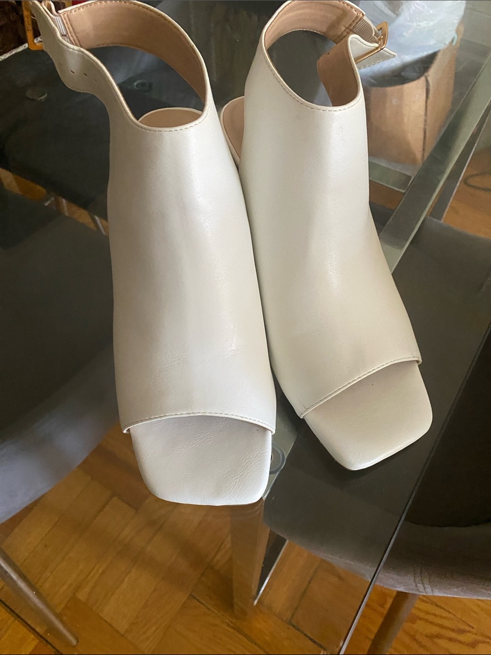 crown & ivy Ivory Open-Toe Slingback Mules